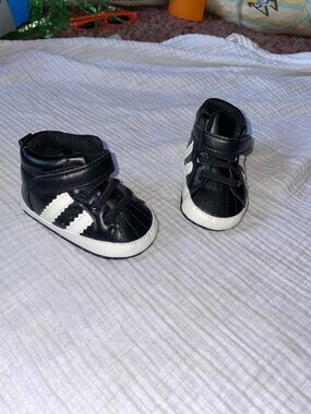 Kids Black and White High-Top Sneakers